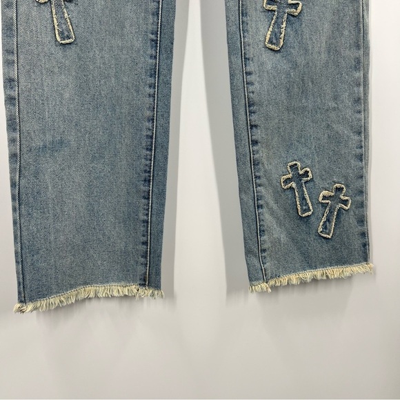Austin Landing Denim Cross Patches Studded 100% Cotton Jeans - Picture 8 of 13